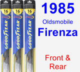 Front & Rear Wiper Blade Pack for 1985 Oldsmobile Firenza - Hybrid