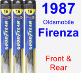 Front & Rear Wiper Blade Pack for 1987 Oldsmobile Firenza - Hybrid