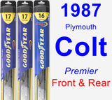 Front & Rear Wiper Blade Pack for 1987 Plymouth Colt - Hybrid