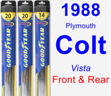 Front & Rear Wiper Blade Pack for 1988 Plymouth Colt - Hybrid