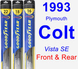 Front & Rear Wiper Blade Pack for 1993 Plymouth Colt - Hybrid