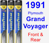 Front & Rear Wiper Blade Pack for 1991 Plymouth Grand Voyager - Hybrid