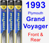 Front & Rear Wiper Blade Pack for 1993 Plymouth Grand Voyager - Hybrid