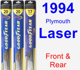 Front & Rear Wiper Blade Pack for 1994 Plymouth Laser - Hybrid