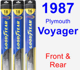 Front & Rear Wiper Blade Pack for 1987 Plymouth Voyager - Hybrid