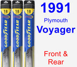 Front & Rear Wiper Blade Pack for 1991 Plymouth Voyager - Hybrid