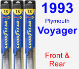 Front & Rear Wiper Blade Pack for 1993 Plymouth Voyager - Hybrid