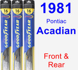 Front & Rear Wiper Blade Pack for 1981 Pontiac Acadian - Hybrid