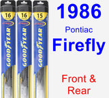 Front & Rear Wiper Blade Pack for 1986 Pontiac Firefly - Hybrid