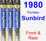 Front & Rear Wiper Blade Pack for 1980 Pontiac Sunbird - Hybrid