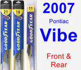 Front & Rear Wiper Blade Pack for 2007 Pontiac Vibe - Hybrid