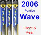 Front & Rear Wiper Blade Pack for 2006 Pontiac Wave - Hybrid