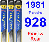 Front & Rear Wiper Blade Pack for 1981 Porsche 928 - Hybrid