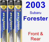 Front & Rear Wiper Blade Pack for 2003 Subaru Forester - Hybrid