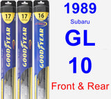 Front & Rear Wiper Blade Pack for 1989 Subaru GL-10 - Hybrid