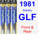 Front & Rear Wiper Blade Pack for 1981 Subaru GLF - Hybrid