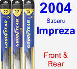 Front & Rear Wiper Blade Pack for 2004 Subaru Impreza - Hybrid