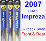 Front & Rear Wiper Blade Pack for 2007 Subaru Impreza - Hybrid