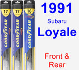 Front & Rear Wiper Blade Pack for 1991 Subaru Loyale - Hybrid