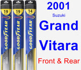 Front & Rear Wiper Blade Pack for 2001 Suzuki Grand Vitara - Hybrid