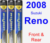 Front & Rear Wiper Blade Pack for 2008 Suzuki Reno - Hybrid