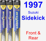 Front & Rear Wiper Blade Pack for 1997 Suzuki Sidekick - Hybrid