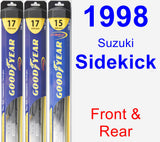 Front & Rear Wiper Blade Pack for 1998 Suzuki Sidekick - Hybrid