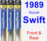 Front & Rear Wiper Blade Pack for 1989 Suzuki Swift - Hybrid