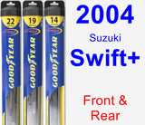 Front & Rear Wiper Blade Pack for 2004 Suzuki Swift+ - Hybrid