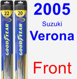 Front Wiper Blade Pack for 2005 Suzuki Verona - Hybrid