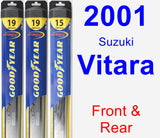 Front & Rear Wiper Blade Pack for 2001 Suzuki Vitara - Hybrid