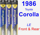 Front & Rear Wiper Blade Pack for 1986 Toyota Corolla - Hybrid