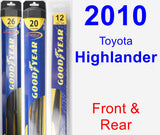 Front & Rear Wiper Blade Pack for 2010 Toyota Highlander - Hybrid