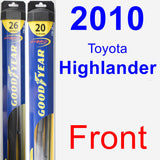 Front Wiper Blade Pack for 2010 Toyota Highlander - Hybrid