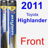 Front Wiper Blade Pack for 2011 Toyota Highlander - Hybrid