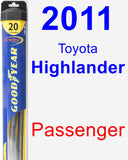 Passenger Wiper Blade for 2011 Toyota Highlander - Hybrid