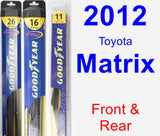 Front & Rear Wiper Blade Pack for 2012 Toyota Matrix - Hybrid