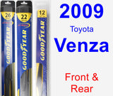 Front & Rear Wiper Blade Pack for 2009 Toyota Venza - Hybrid