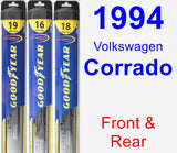 Front & Rear Wiper Blade Pack for 1994 Volkswagen Corrado - Hybrid