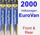 Front & Rear Wiper Blade Pack for 2000 Volkswagen EuroVan - Hybrid