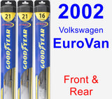 Front & Rear Wiper Blade Pack for 2002 Volkswagen EuroVan - Hybrid