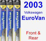 Front & Rear Wiper Blade Pack for 2003 Volkswagen EuroVan - Hybrid