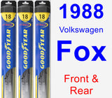 Front & Rear Wiper Blade Pack for 1988 Volkswagen Fox - Hybrid