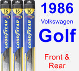 Front & Rear Wiper Blade Pack for 1986 Volkswagen Golf - Hybrid