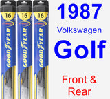 Front & Rear Wiper Blade Pack for 1987 Volkswagen Golf - Hybrid