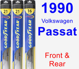 Front & Rear Wiper Blade Pack for 1990 Volkswagen Passat - Hybrid