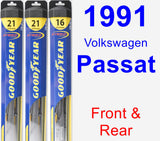 Front & Rear Wiper Blade Pack for 1991 Volkswagen Passat - Hybrid