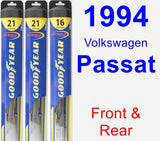 Front & Rear Wiper Blade Pack for 1994 Volkswagen Passat - Hybrid