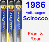 Front & Rear Wiper Blade Pack for 1986 Volkswagen Scirocco - Hybrid