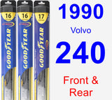 Front & Rear Wiper Blade Pack for 1990 Volvo 240 - Hybrid